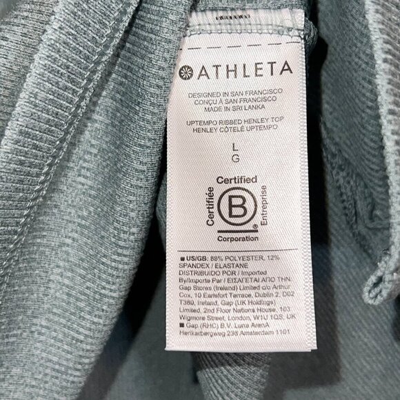 NWT Athleta Untempo Ribbed Henley Top Blue/Green Size L - Picture 3 of 6